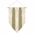 Makramee Wandbehang 70 x 100 cm Baumwollkordel Grün Creme Boho Stil