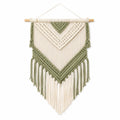 Makramee Wandbehang 50 x 90 cm Baumwolle Grün Creme Boho Wanddekoration