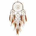 Traumfänger Wanddekoration 35 x 90 cm Braun Beige mit Federn Boho