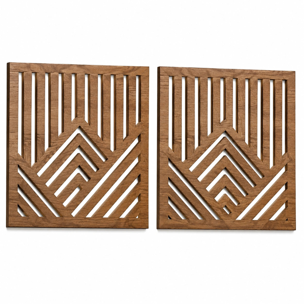 Wanddekoration 2er Set 60 x 60 cm Holz Braun geometrisches Durchbruchdesign