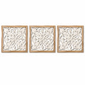 Wanddekoration 3er Set 40 x 40 cm Holzwerkstoff Naturweiß mit floralem Relief