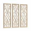 Wanddekoration 3er Set 30 x 90 cm Holz naturfarben mit Durchbruchmuster