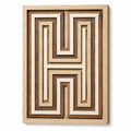Wanddekoration 60 x 90 cm aus Holz in Naturbraun mit geometrischem Relief