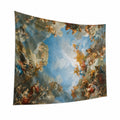 Wandteppich 150 x 150 cm aus Polyester Blau Mehrfarbig mit barockem Himmelsmotiv für Wanddekoration